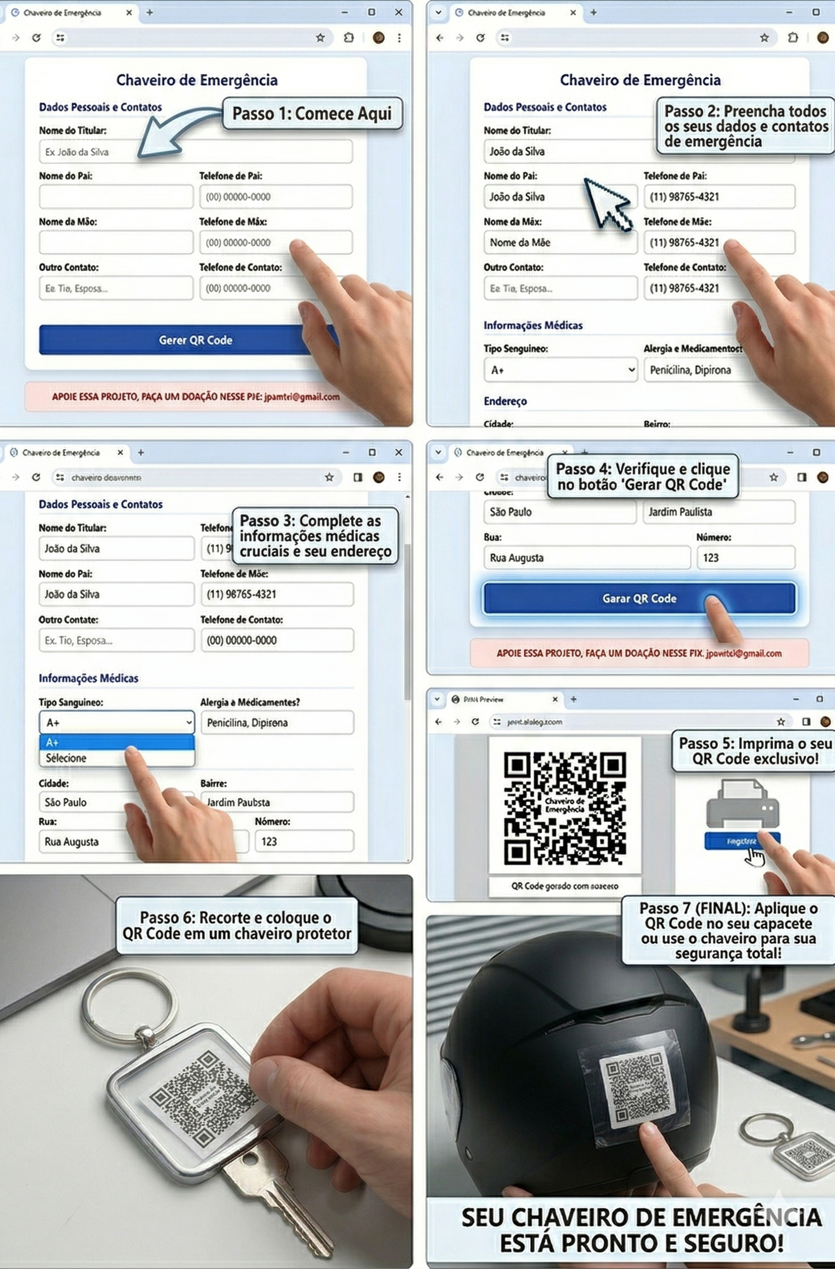 Passo a passo do Chaveiro de Emergência
